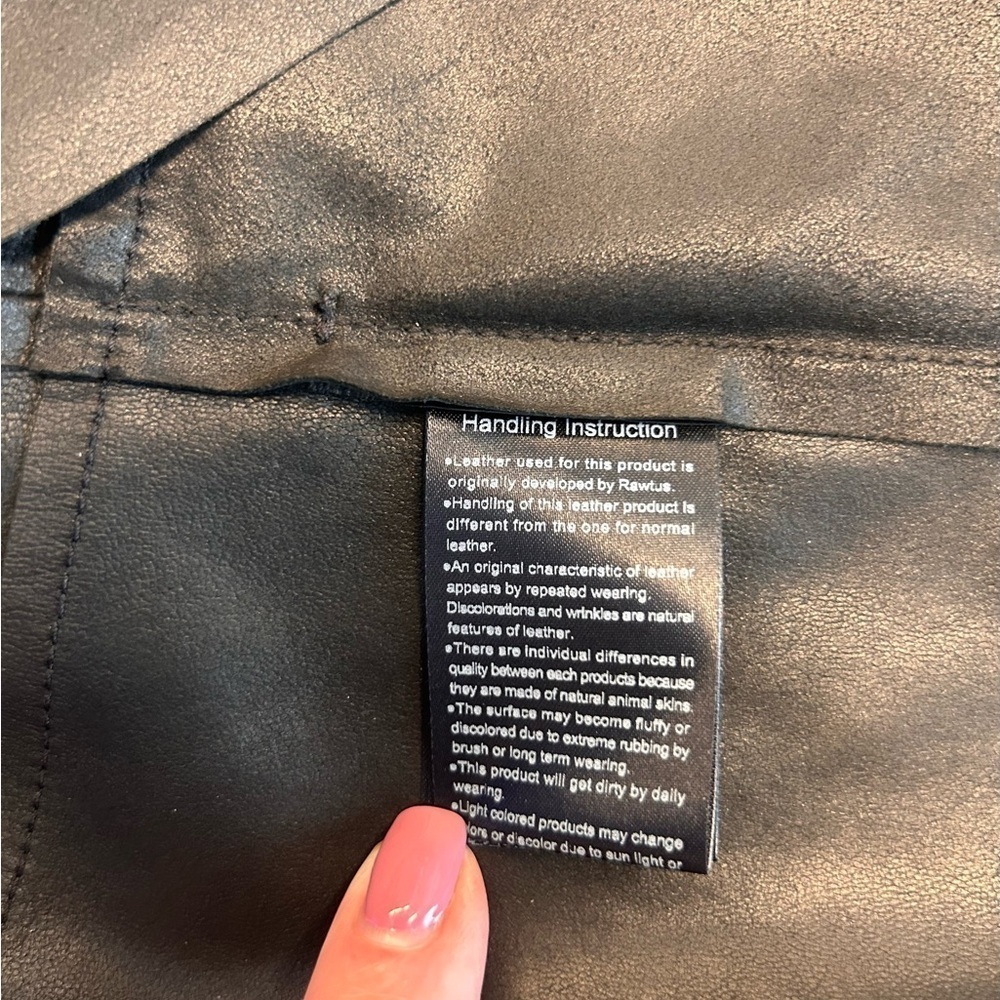 Raw+ Femme Black Goatskin Leather Cascading Open Jacket Size 8 Grunge Moto - Picture 11 of 14